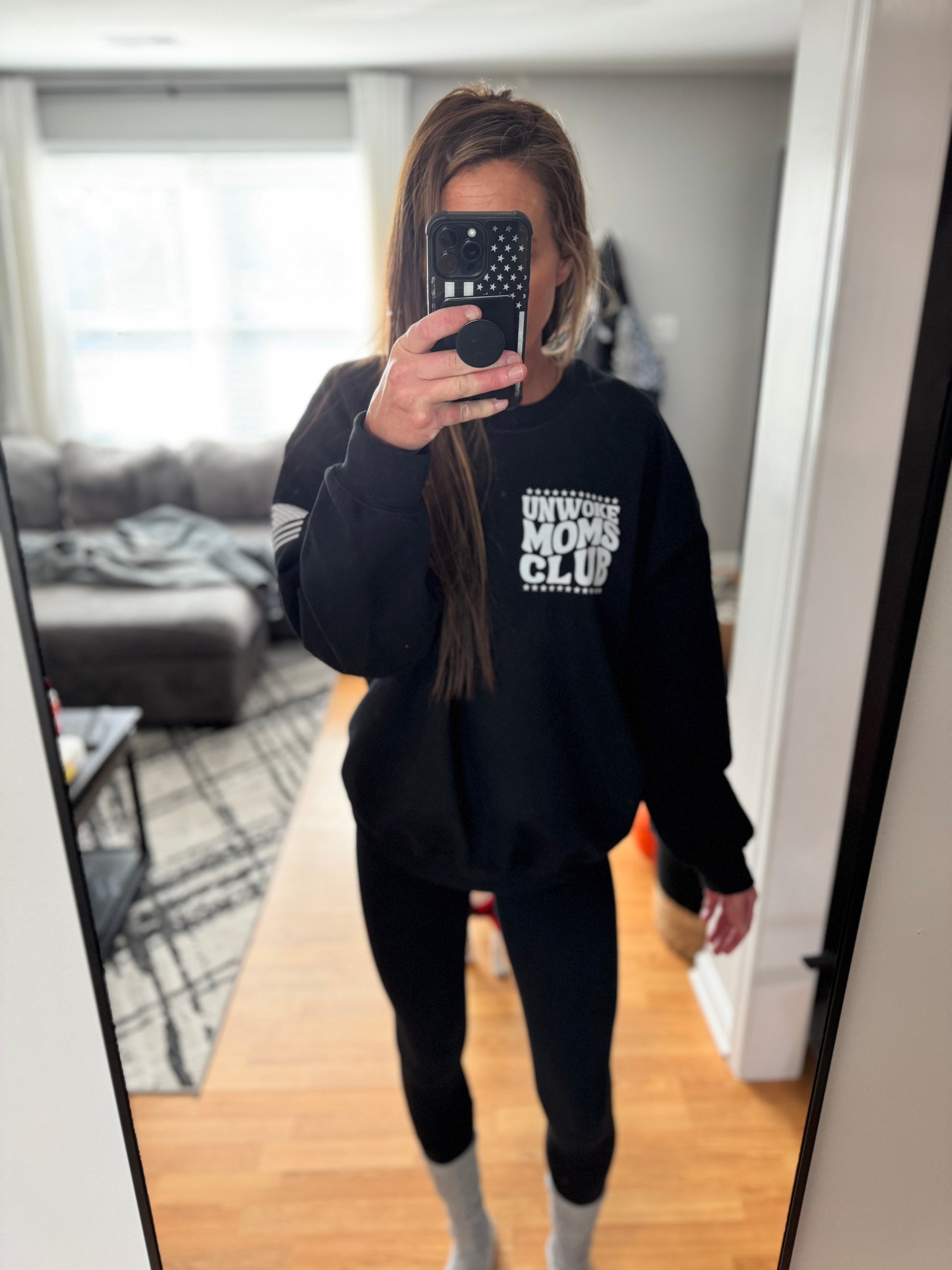 Unwoke Moms Club - Black Unisex Crewneck