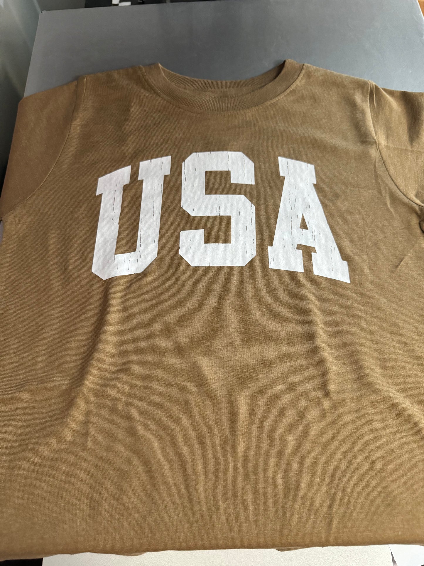 Camel/Tan USA - Toddler + Youth Tee